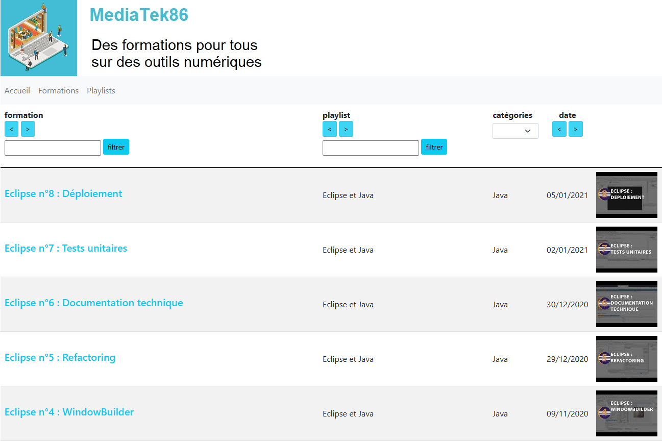 Page de formations