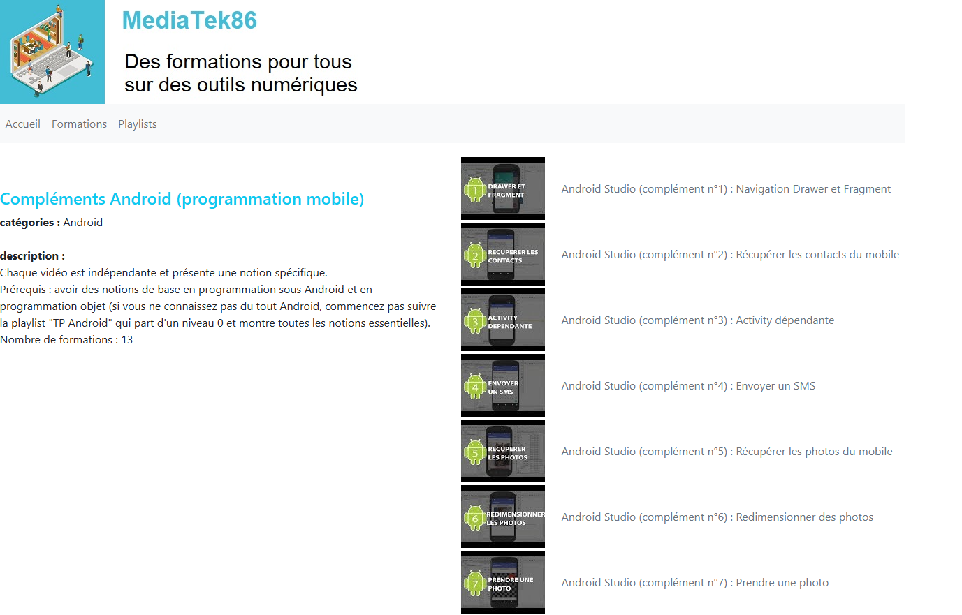 Page d'une playlist